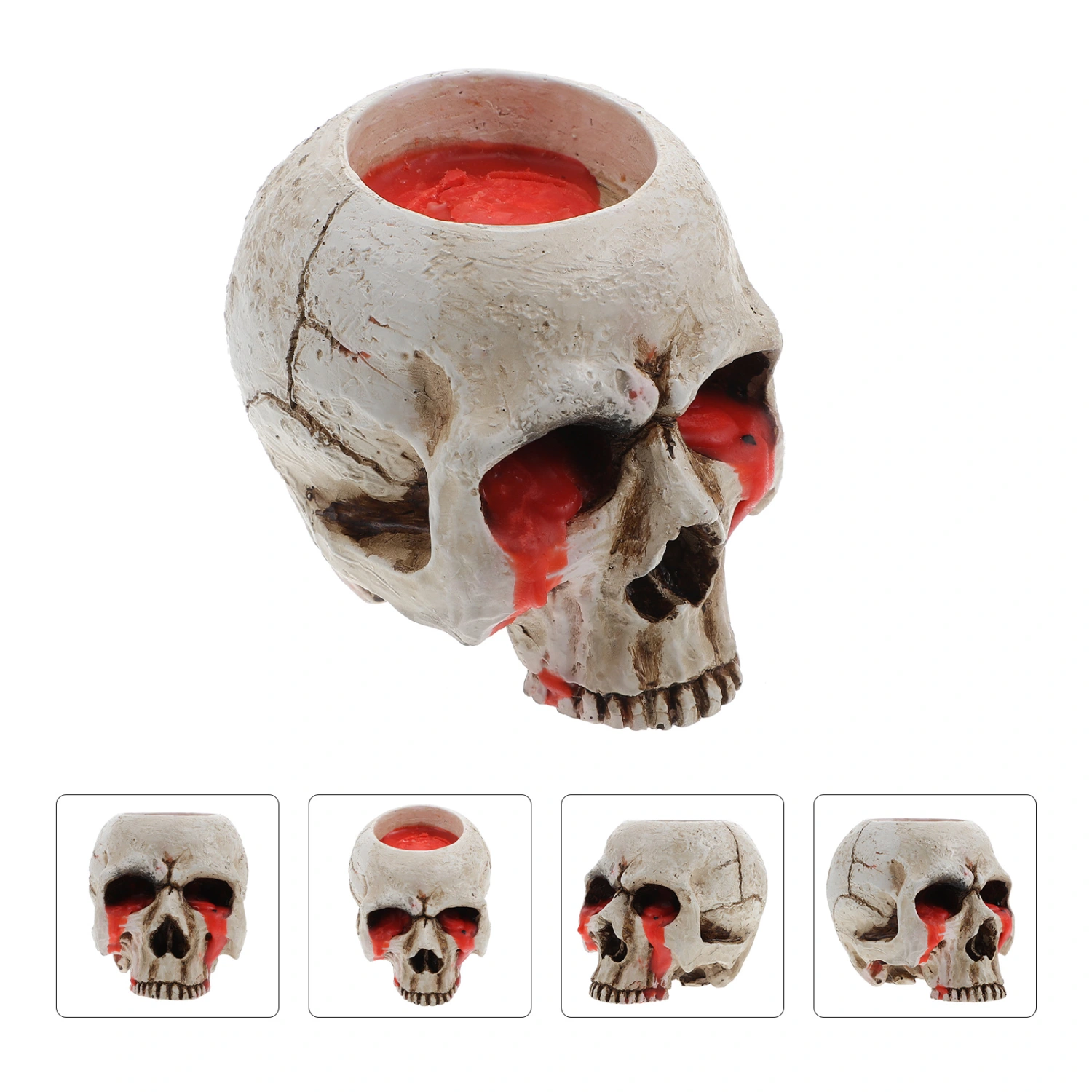 Skull Shaped Candle Holder Skull Head Adornment Halloween Desktop Decor
