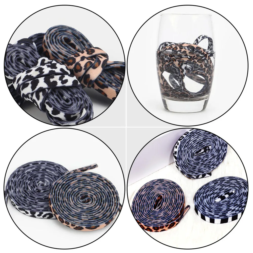 2 Pairs Classic Flat Shoelaces Creative Shoe Ties Cool Shoelaces (Leopard)