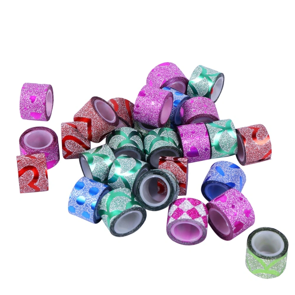 90pcs Cartoon Mini Shimmer Glitter Colorful Masking Tape Decorative Craft Adhesive Tape for DIY and Gift Wrapping Office Party Supplies