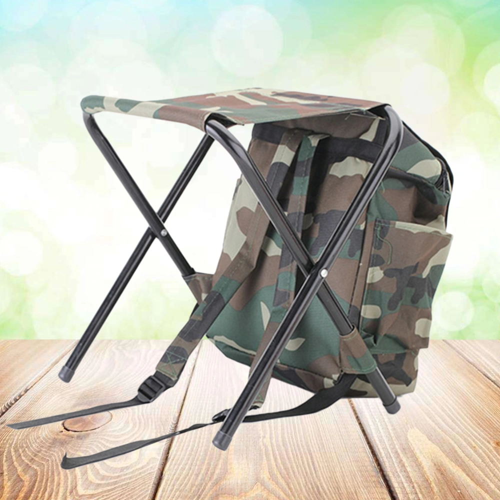 2 in 1 Dual-used Outdoor Folding Stool Package Camouflage Lightweight Portable Seat for Camping Fishing Travelling BBQ Beach