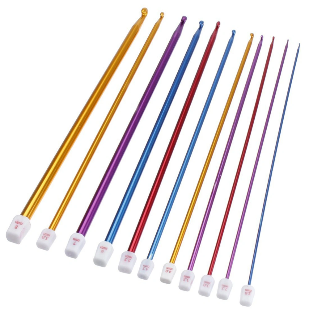 11pcs 27cm Multi-color Single-head Aluminum Tunisian Crochet Hooks Knitting Needles in Different Sizes (2.0mm to 8.0mm)