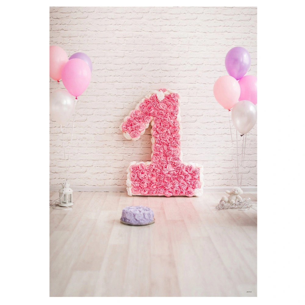 1st Birthday Photo Studio Background Cloth 3D Cartoon Balloon Floral Photography Backdrop Wall Props (1770)