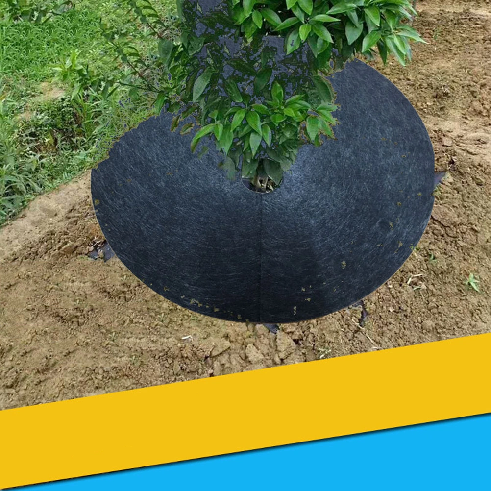 10pcs Weeding Cloth Non-Woven Gardening Biodegradable Weed Control Fabric Ground Cover Agriculture Orchard Weeding Cloth (Black, the Diameter of the Outer Garden is 27cm, the Diameter of the Inner Hole is 4cm)