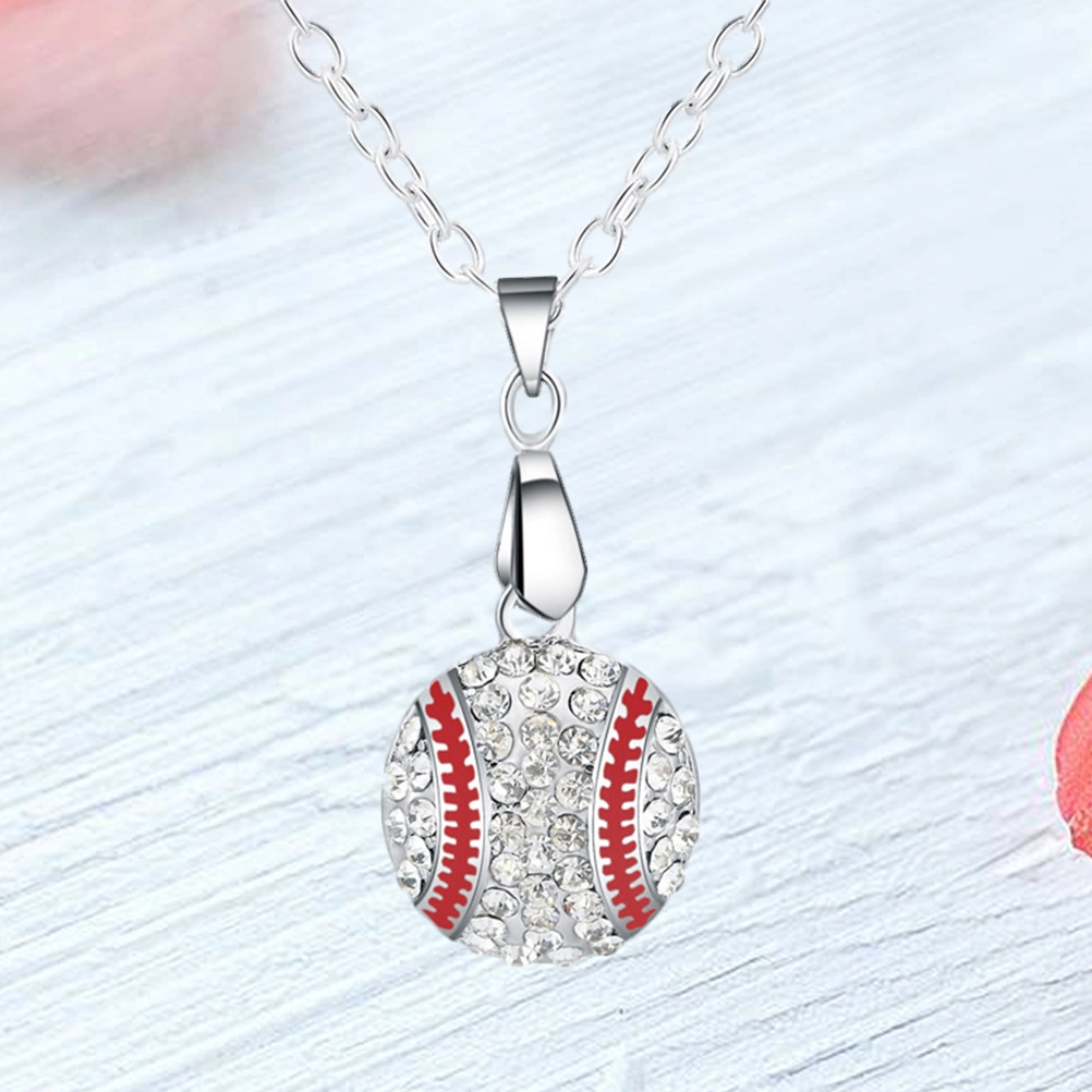 Baseball Necklace Pendant Necklace for Women Ball Alloy Crystal Jewelry