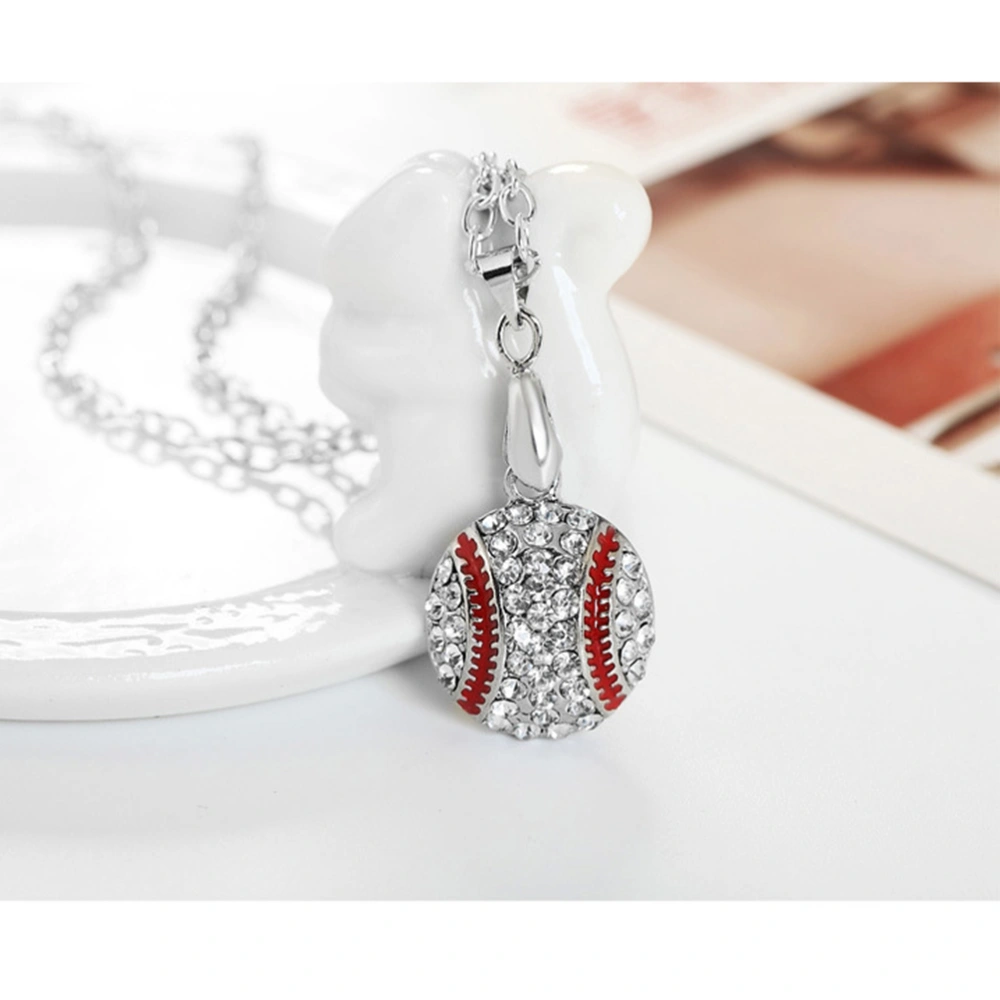 Baseball Necklace Pendant Necklace for Women Ball Alloy Crystal Jewelry