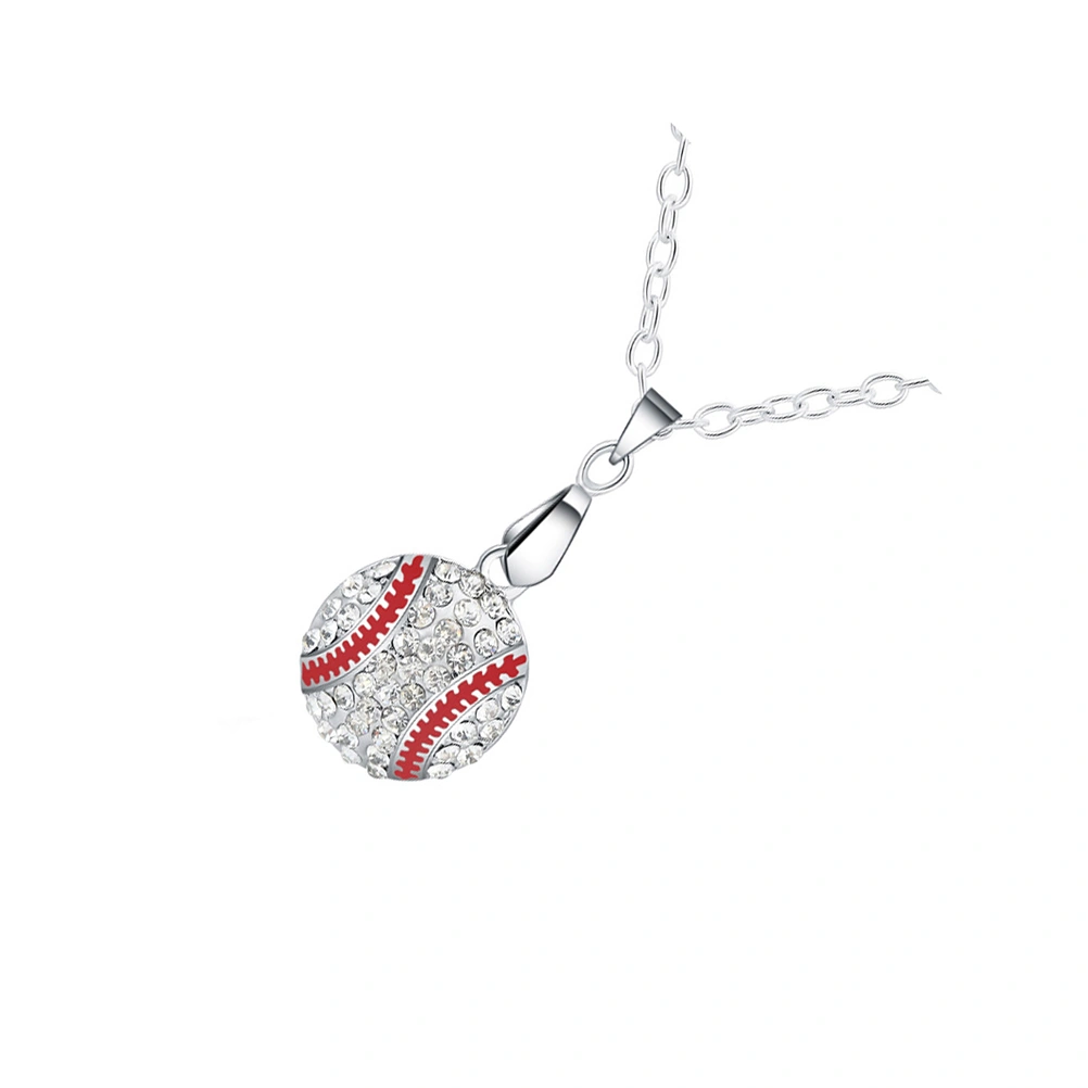 Baseball Necklace Pendant Necklace for Women Ball Alloy Crystal Jewelry