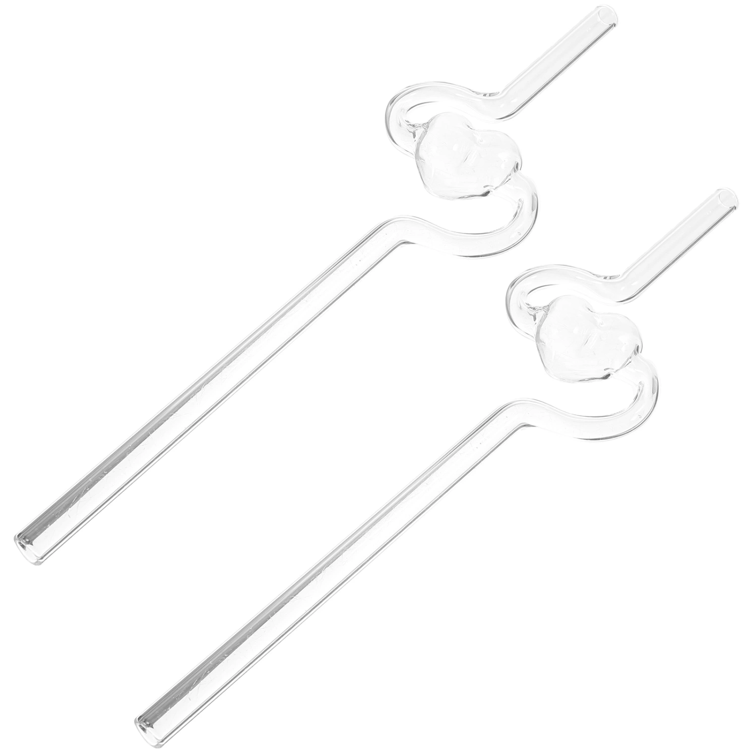  2pcs Clear Glass Straws Curved Drinking Sucking Pipes Household Novel Straws Party Favors