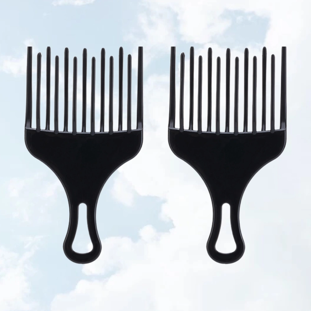 2Pcs Plastic Hair Comb Wide Tooth Comb Hairdressing Comb Male Rake Comb Size S Black