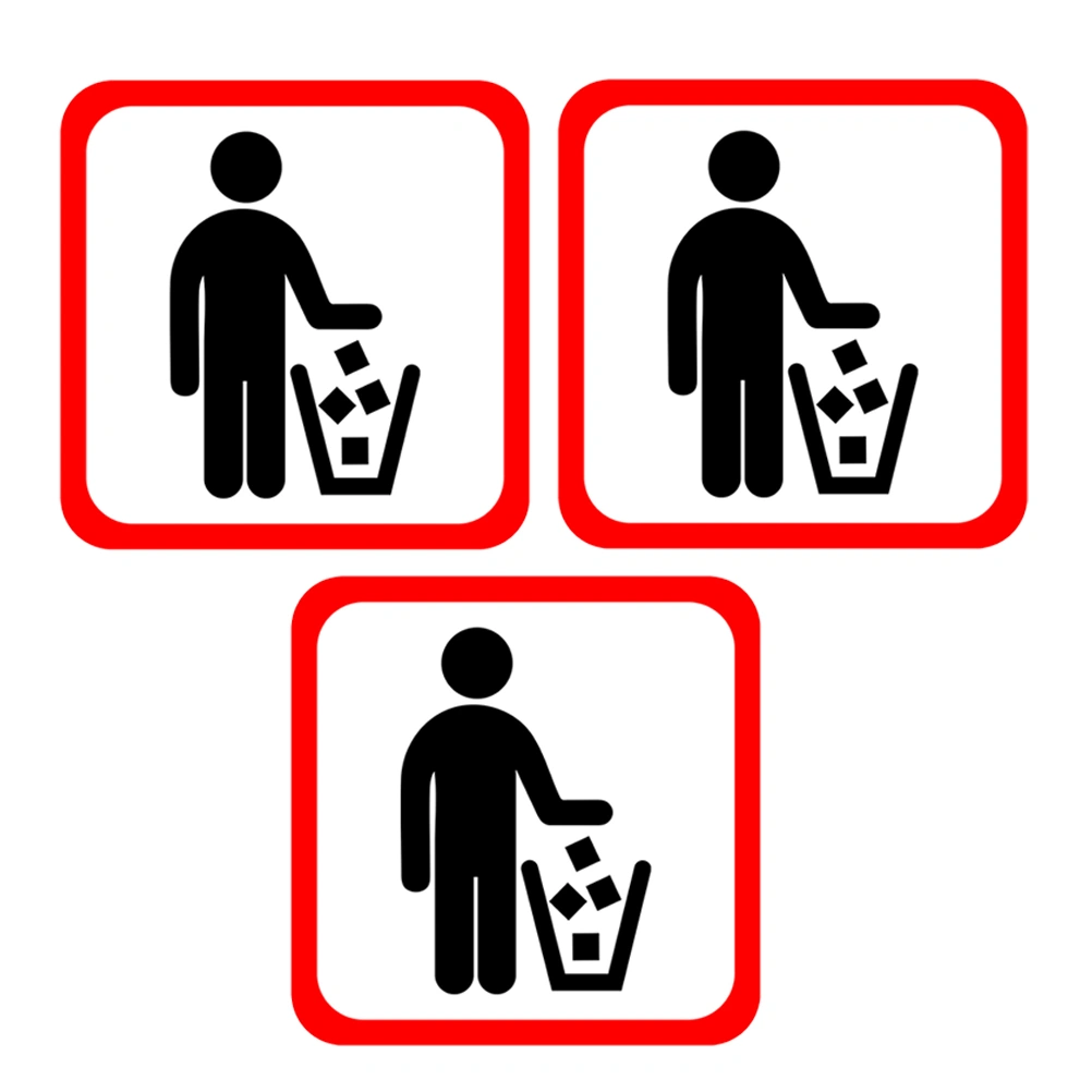 3pcs Trash Can Warning Signs Stickers Wall Art Decals Wall Decor for Living Room