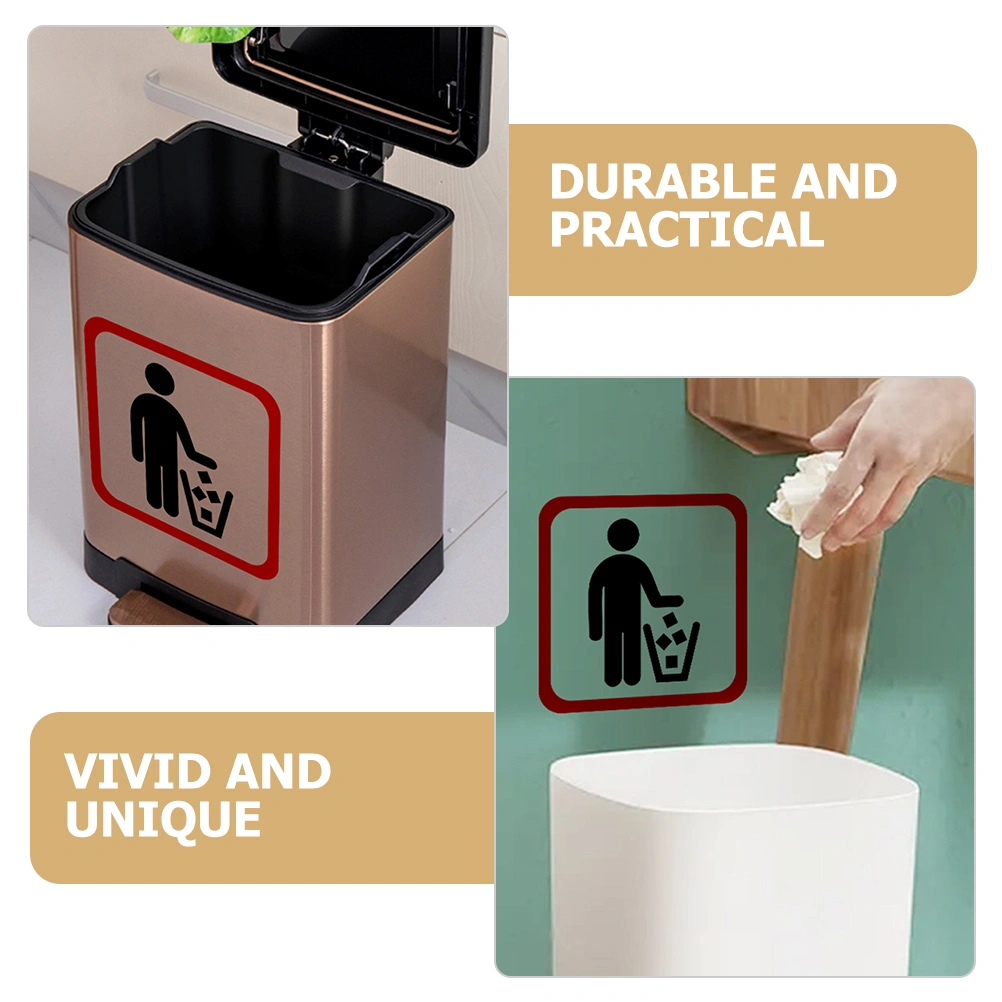 3pcs Trash Can Warning Signs Stickers Wall Art Decals Wall Decor for Living Room