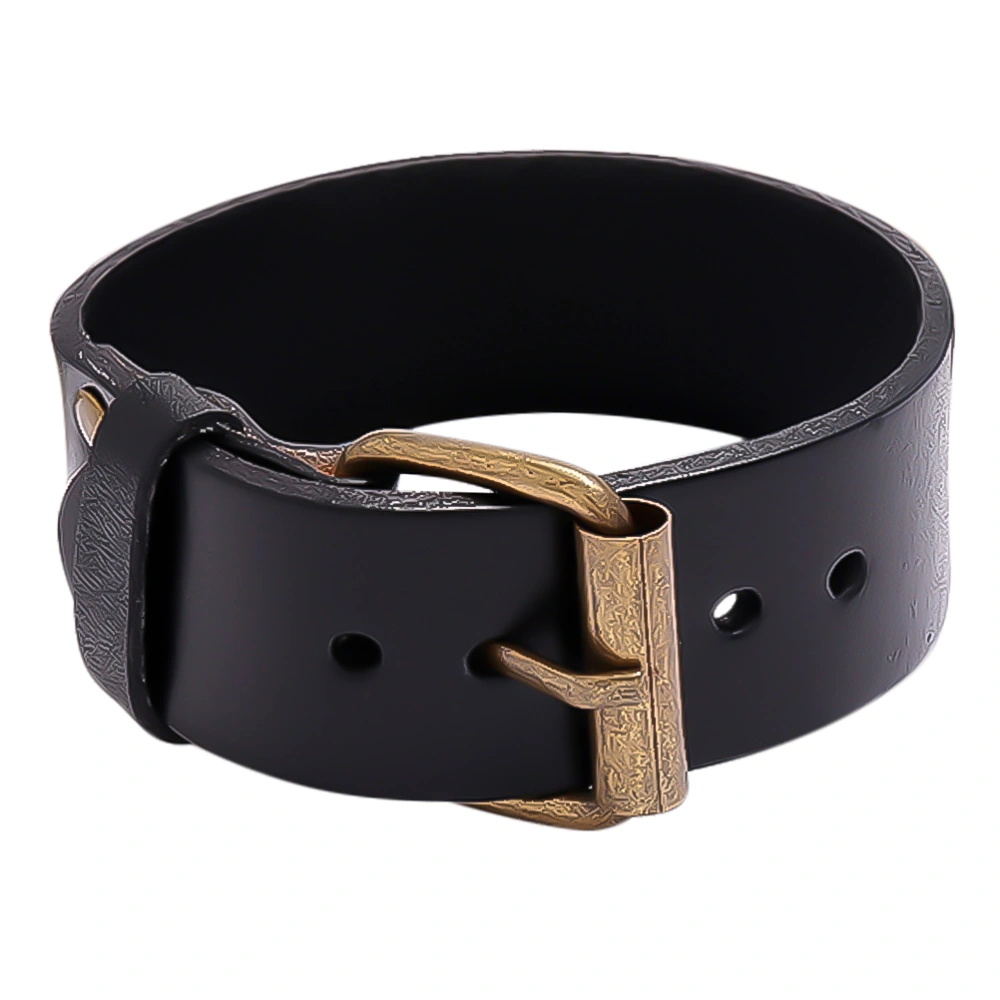 1Pc Simple Adjustable Cowhand Bracelet Fashion and Retro Accessories (Black)