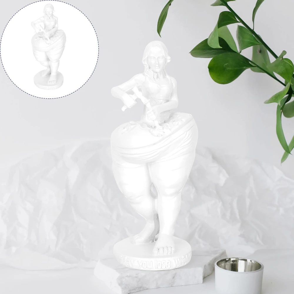 Unique Fat Woman Figurine Carving Woman Fitness Lady Statue Ornament Resin Craft