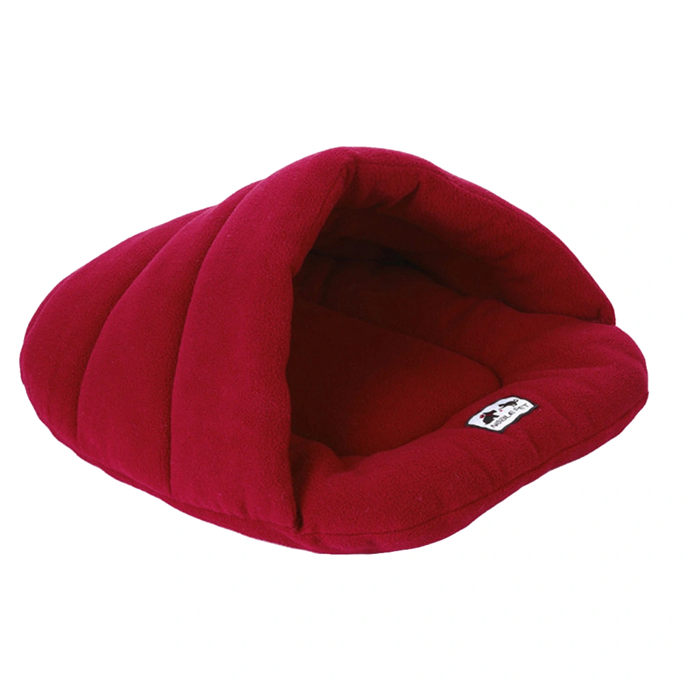 Pet Dog Cat Bed Warm Kennel Nest Pad Dog Blanket Mat Snuggly Sleep Mat Sleeping Bag Cotton-Padded Cushion for Puppy Cat Kitten Size XS (Dark Red)