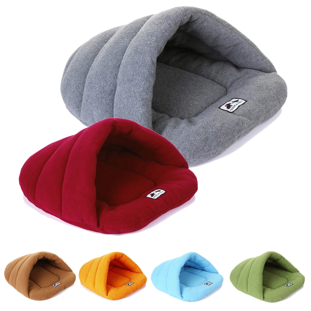 Pet Dog Cat Bed Warm Kennel Nest Pad Dog Blanket Mat Snuggly Sleep Mat Sleeping Bag Cotton-Padded Cushion for Puppy Cat Kitten Size XS (Dark Red)