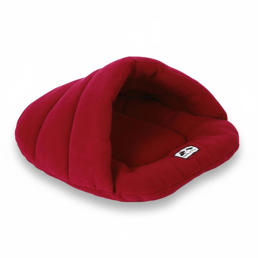 Pet Dog Cat Bed Warm Kennel Nest Pad Dog Blanket Mat Snuggly Sleep Mat Sleeping Bag Cotton-Padded Cushion for Puppy Cat Kitten Size XS (Dark Red)