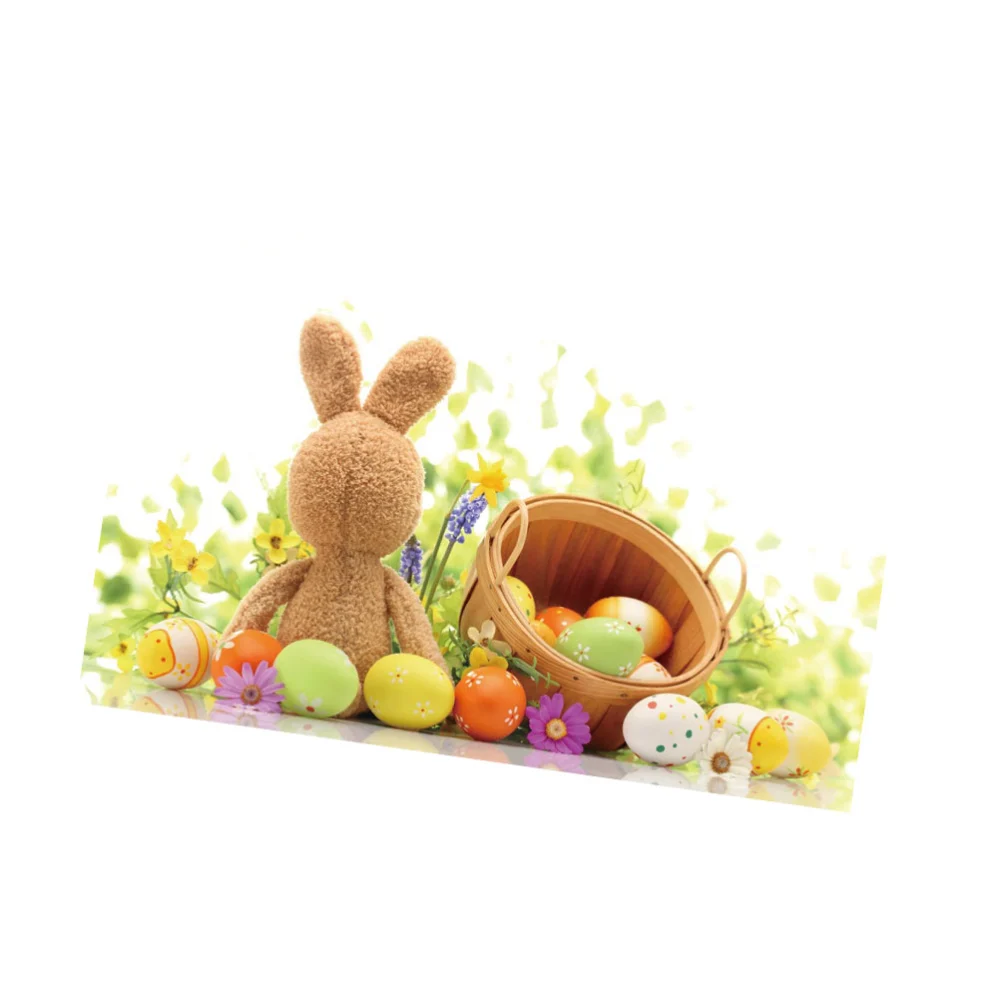 Cartoon Easter Egg Rabbit Background Bamboo Basket Photo Backdrop Photographic Background Cloth Studio Props(1.8x2.7M)