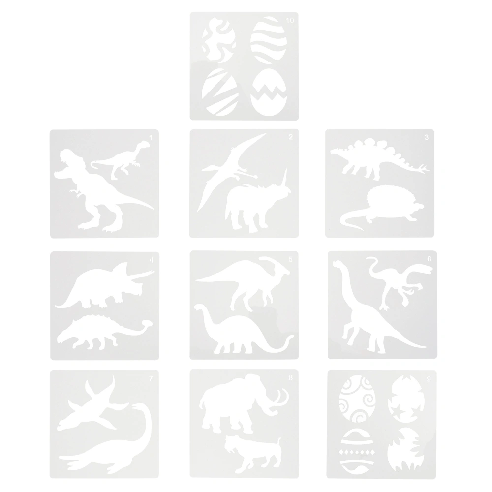 10PCS Art Painting Template Dinosaur Painting Template Reusable Drawing Stencil