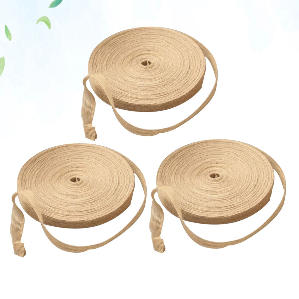 3 Rolls 10 Meters Long Linen Weaving Ribbon Burlap Wrapping DIY  Packing Ribbon Accessories Layout Decoration for DIY Crafts 