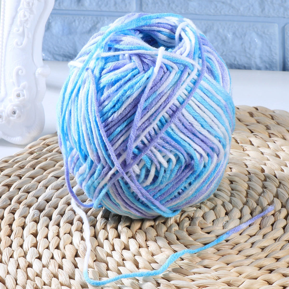 50g Milk Cotton Yarn Cotton Chunky Hand-woven Crochet Knitting Wool Yarn Warm Yarn for Sweaters Hats Scarves DIY (As Shown)