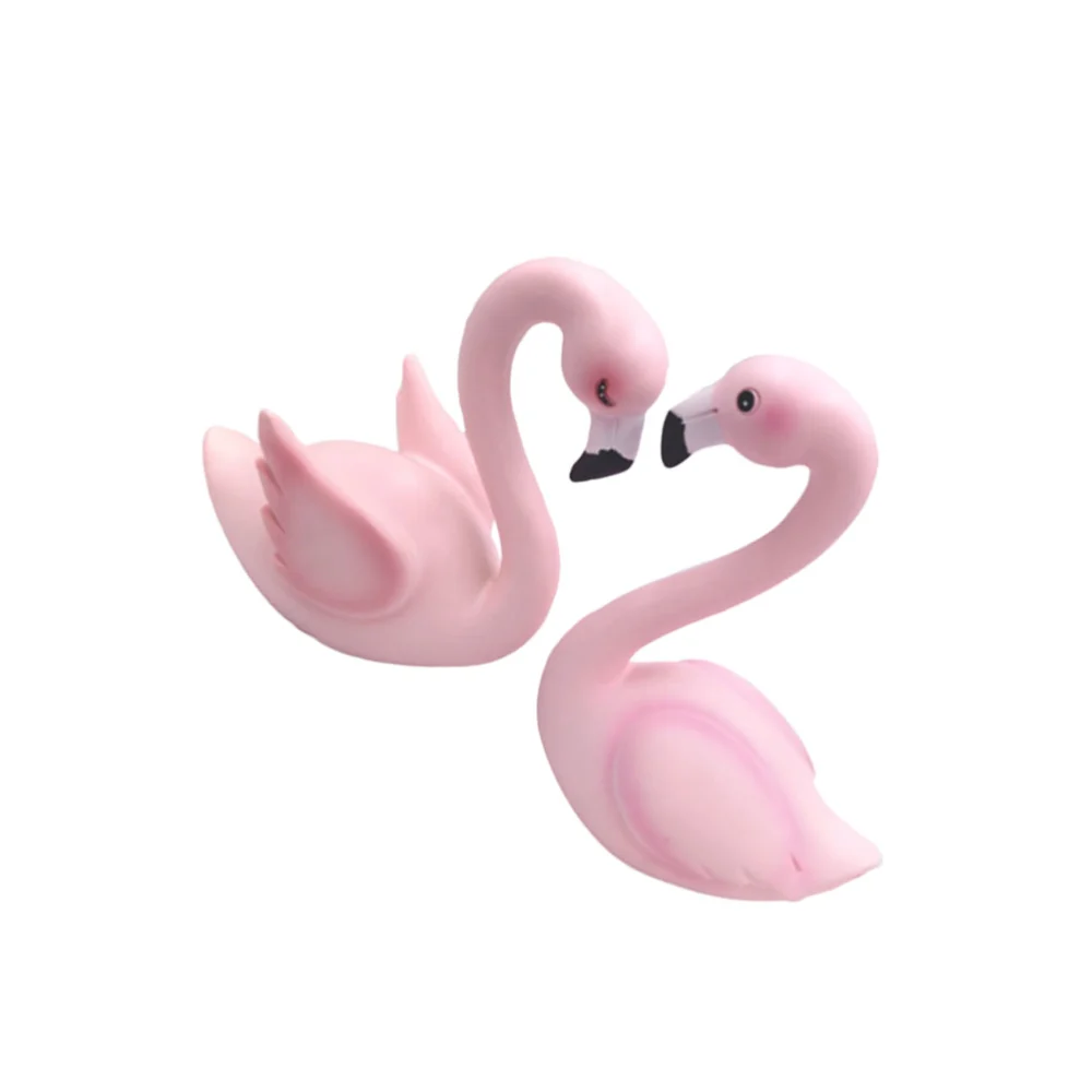 2pcs Flamingo Cake Decoration Cake Topper Baking Decoration 520 Valentine's Day Resin Crafts Decoration Creative Cartoon Decoration