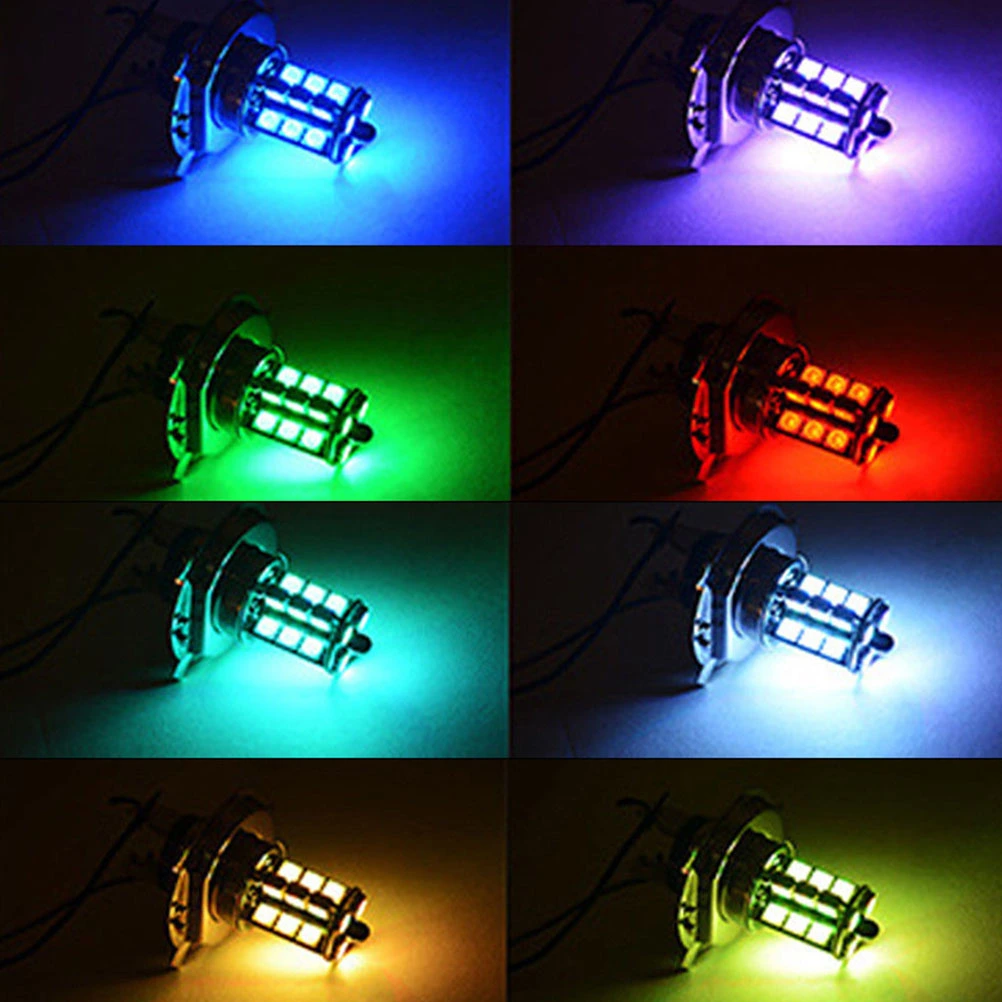 Automobile Modification LED Colorful Lamp Front Fog Lamp H1 12SMD RGB Flash 5050 Car Anti-fog Lamp Decoration H1