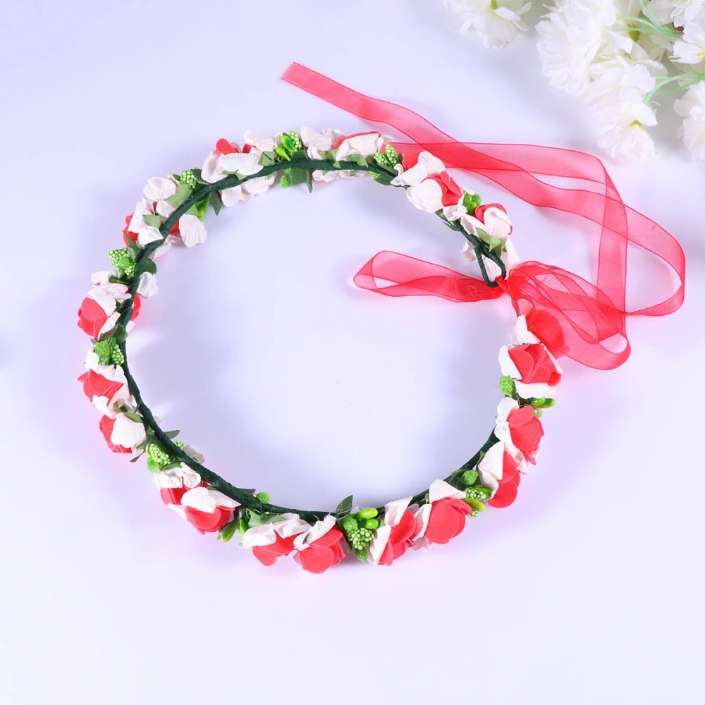 Girl Handmade Wreath Headband Rattan Simulation Berry Floral Decoration Hair Loop Wreath Headband Hair Accessories for Children (Strawberry Single Row Red Headband Red)