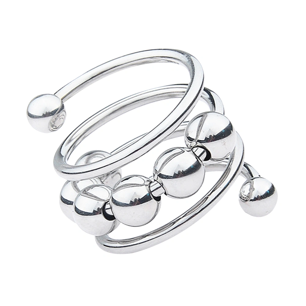 Stainless Steel Ring Creative Chastity Device Metal Scrotum Bondage Restraint Sex Toys for Adults Men Male (6 Beads 30mm)