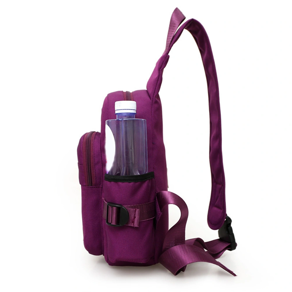 Men Women Nylon Crossbody Shoulder Chest Cycle Sling Bag Daily Travel Backpack (Purple)