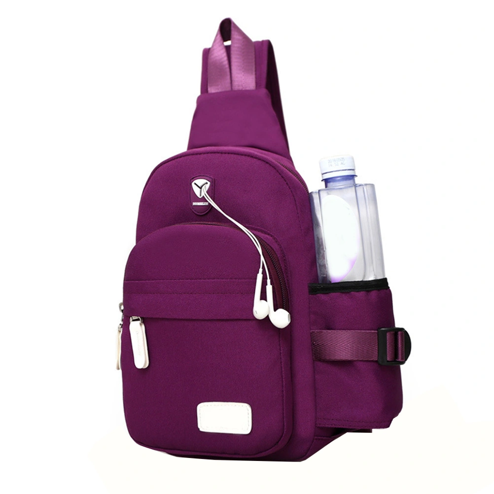 Men Women Nylon Crossbody Shoulder Chest Cycle Sling Bag Daily Travel Backpack (Purple)