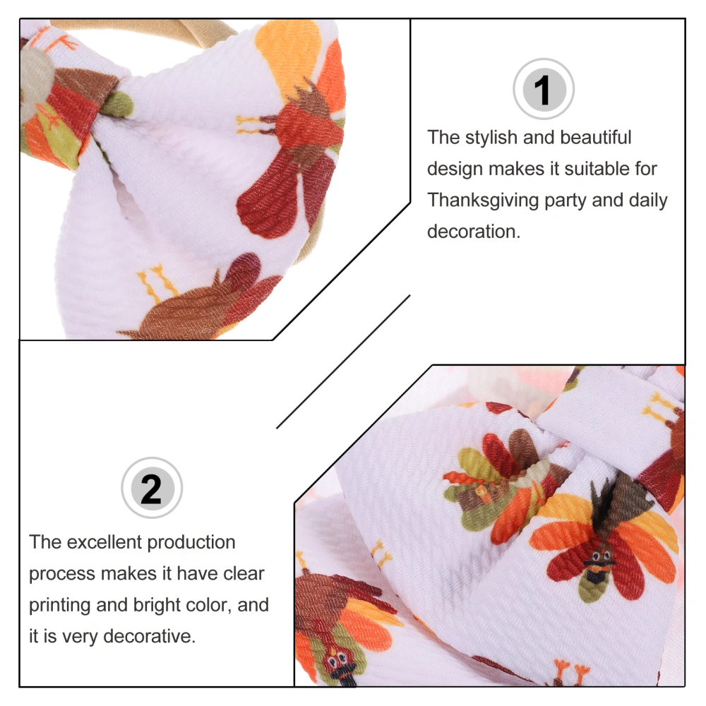 2pcs Thanksgiving Day Elastic Headband Turkey Printed Headwrap Creative Headwear