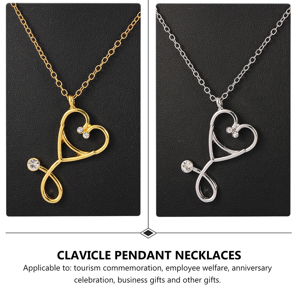 2pcs Women Necklaces Clavicle Pendant Necklaces Women Jewelries (Golden, Silver)