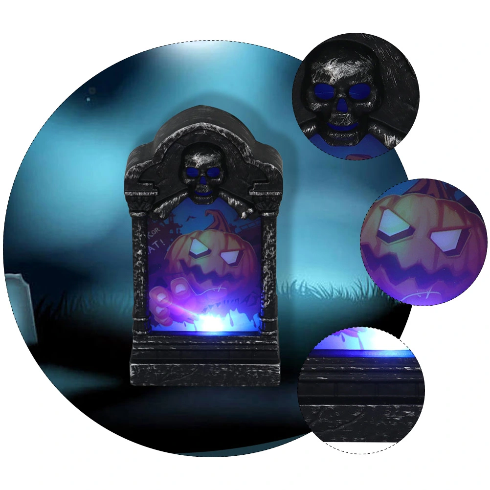 2Pcs Halloween Decorative Headstone Light LED Night Decorative Light (Black)
