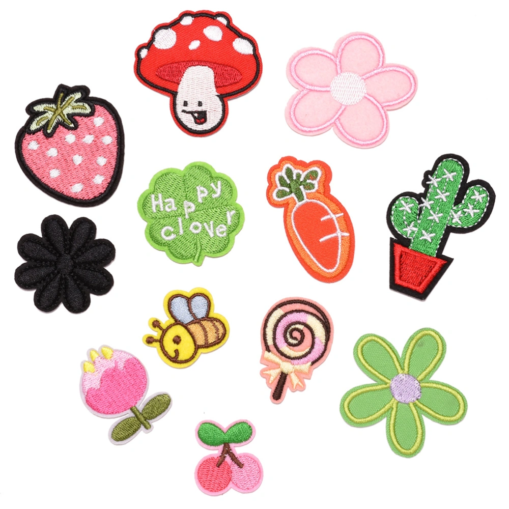 12 Pcs Appliques Stickers Cartoon Children Embroidery Patches DIY Sew Material for Clothes Dress Hat Jeans Repairing (Random Pattern)