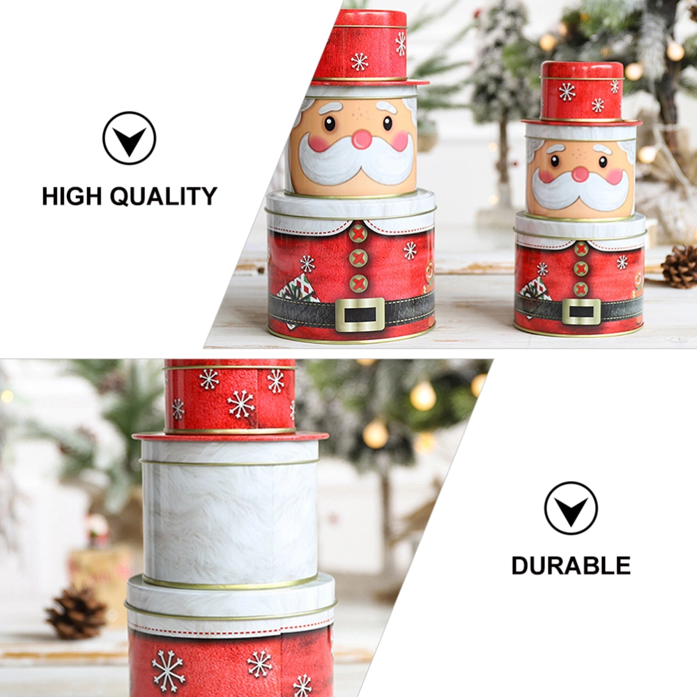 Christmas Santa Claus Jar Tinplate Gift Box Candy Box Biscuit Can Cartoon Box