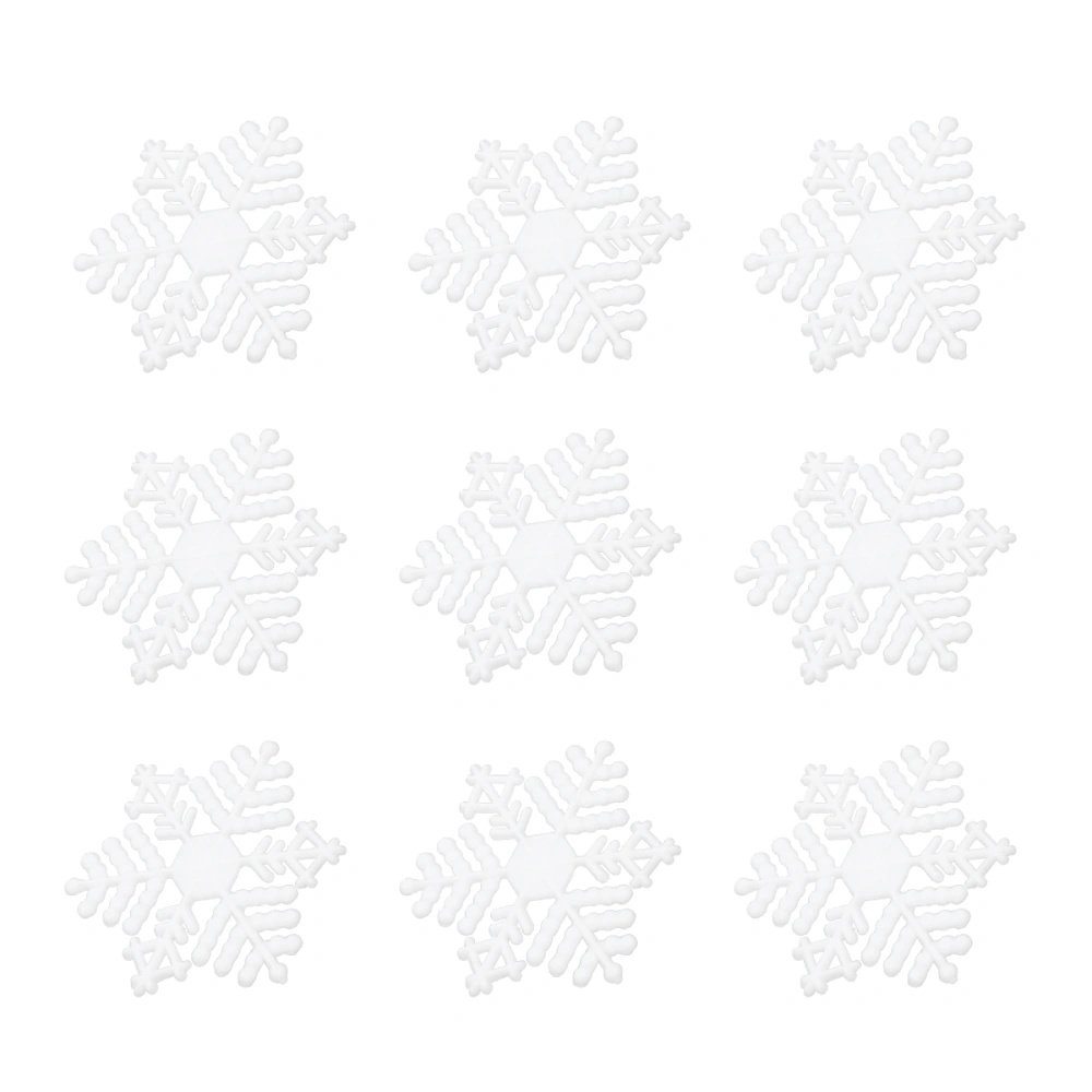 100pcs Christmas Snowflake Pendants Plastic Ornaments Xmas Tree Decors (White)