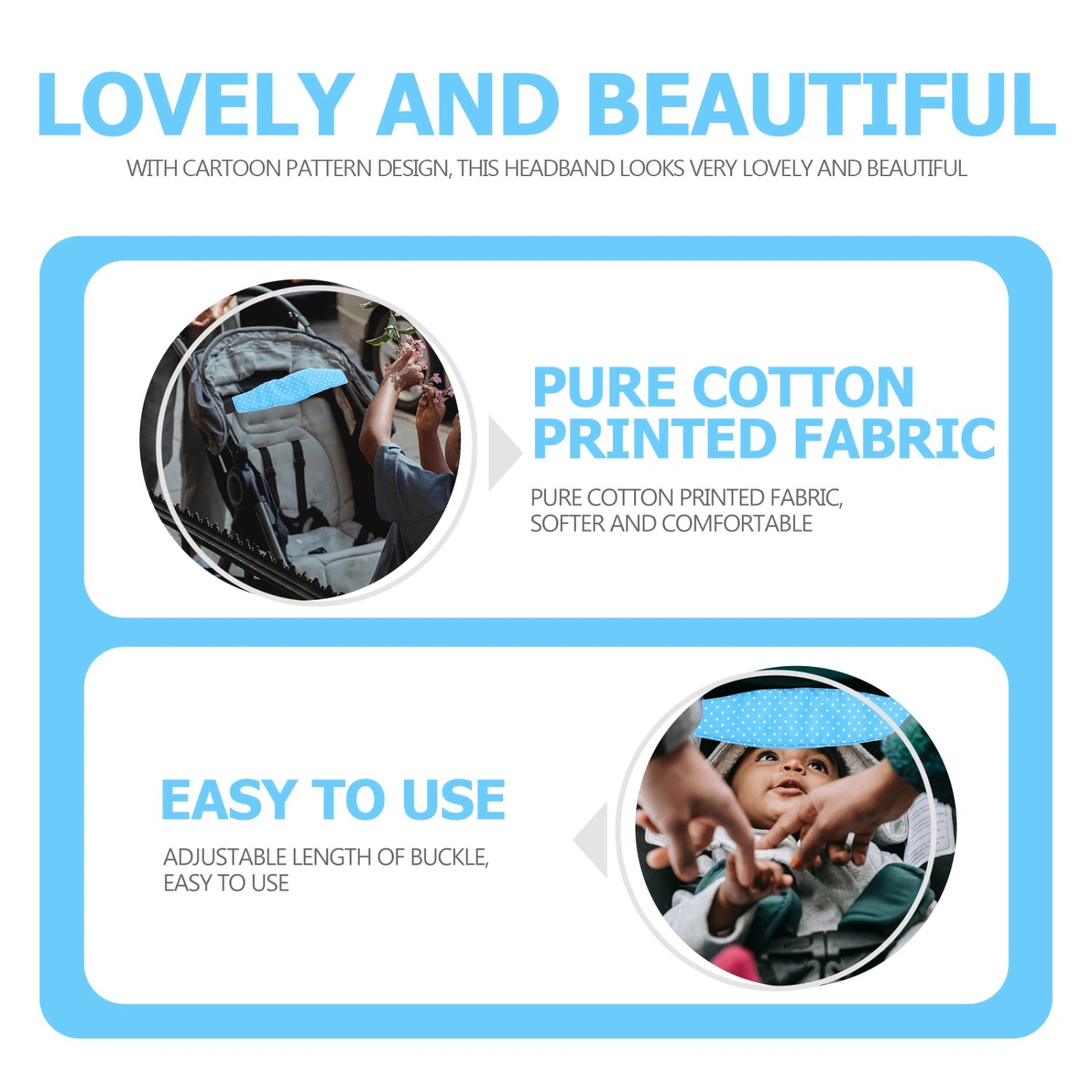 2Pcs Baby Stroller Head Support Strap Baby Sleeping Head Safety Strap Head Band Strap