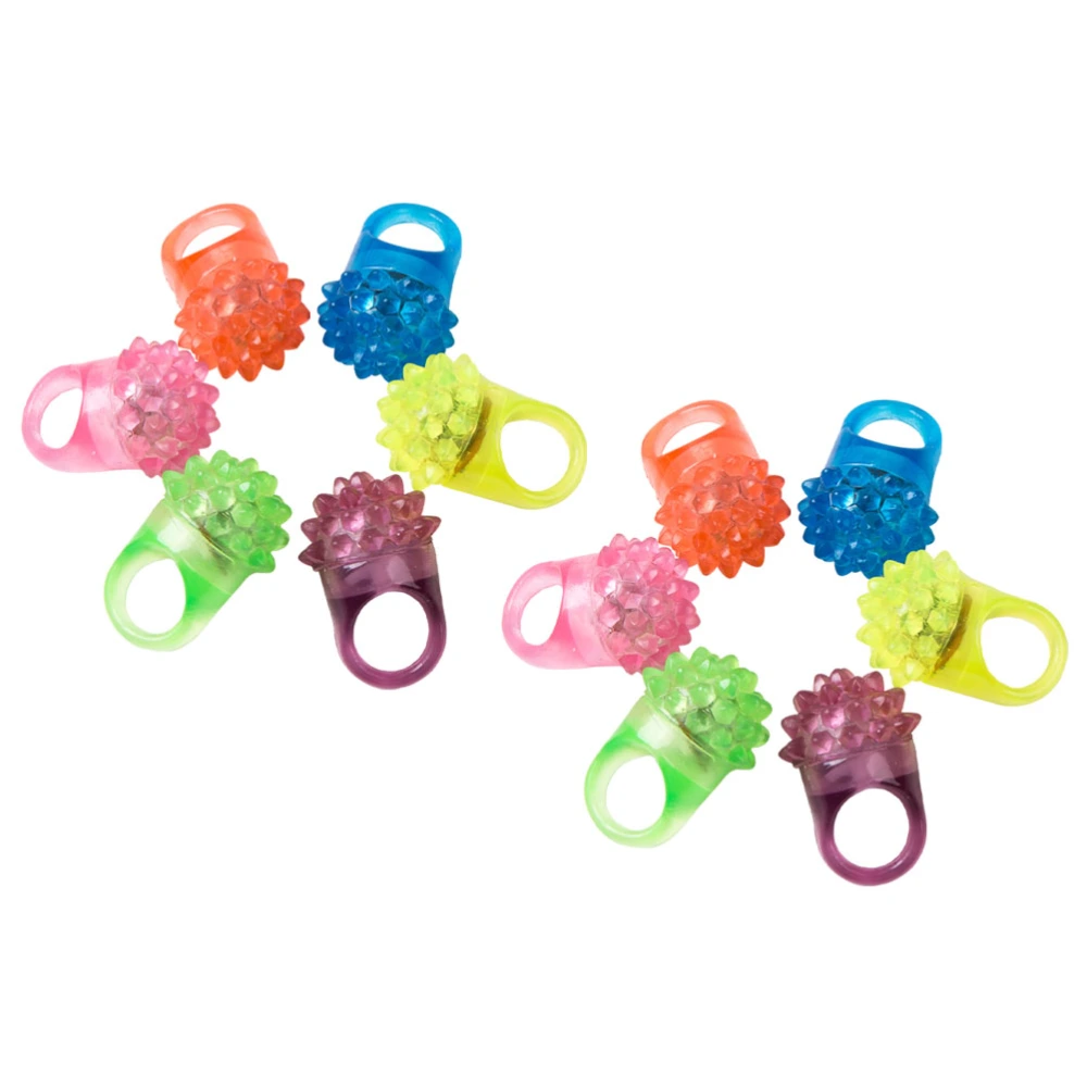 12Pcs Strawberry Design Glowing Rings Lovely Children Finger Rings Luminous Rings Playthings