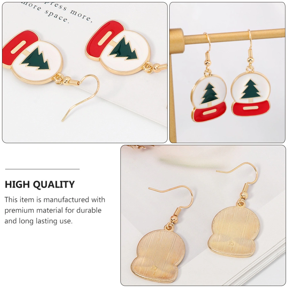 1 Pair of Christmas Ear Pendant Adorable Earrings Ear Jewelry (Golden,Red)