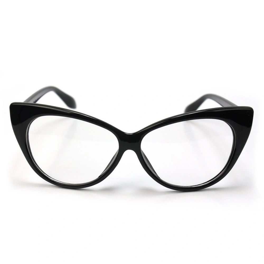 Cat Eye Glasses Retro Nerd Glasses Without Strength (Black)