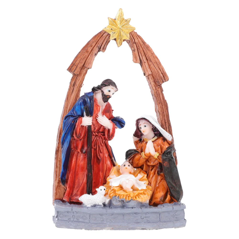 Resin Craft Ornament Desktop Jesus Born Decor Christianity Religious Crafts