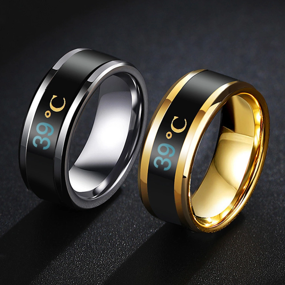 1Pc Fashion Ring Jewelry Intelligent Temperature Display Couple Ring (No.8)