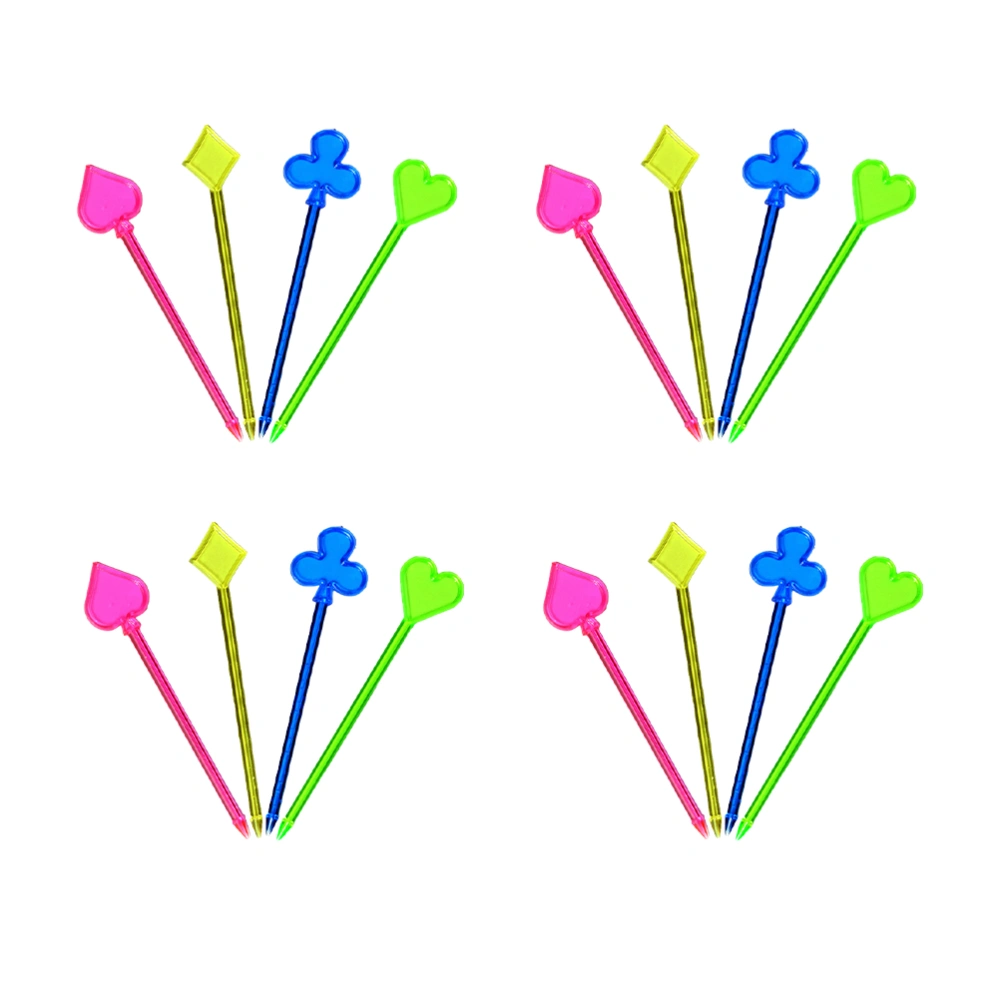 100PCS Disposable Fruit Forks Colorful Plastic Fruit Fork Creative Heart-shaped Fruit Picks Fruit Platter Decoration for Bar KTV Supplies Poker Style