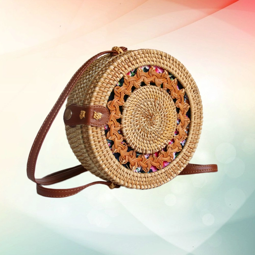 Handmade Woven Rattan Bag Lady Shoulder Bag CrossBody Bag Natural Rattan Bag Inner Bag Cotton