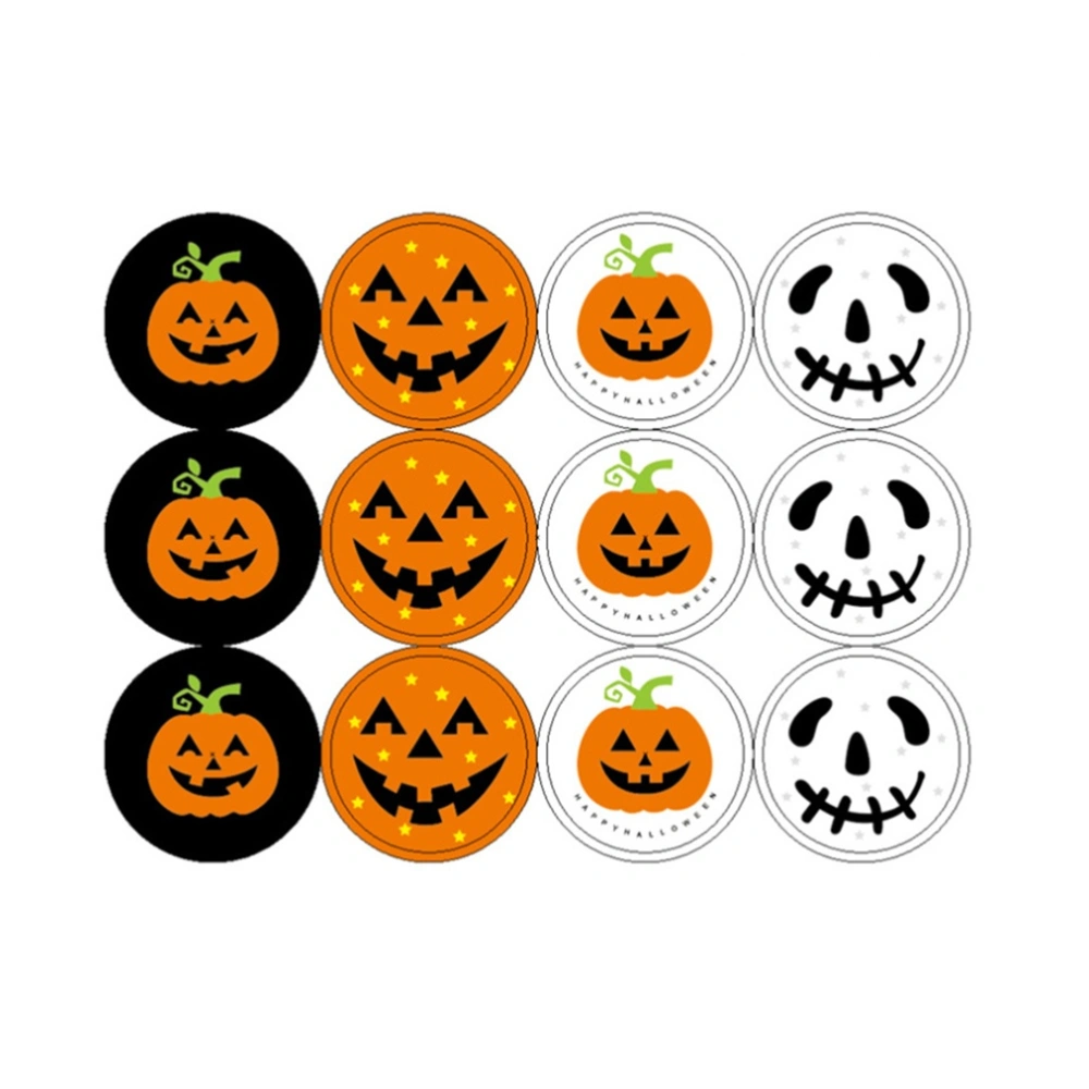 20Pcs Round Pumpkin Design Sticker Halloween Decoration Stickers Candy Bag Seal Sticker