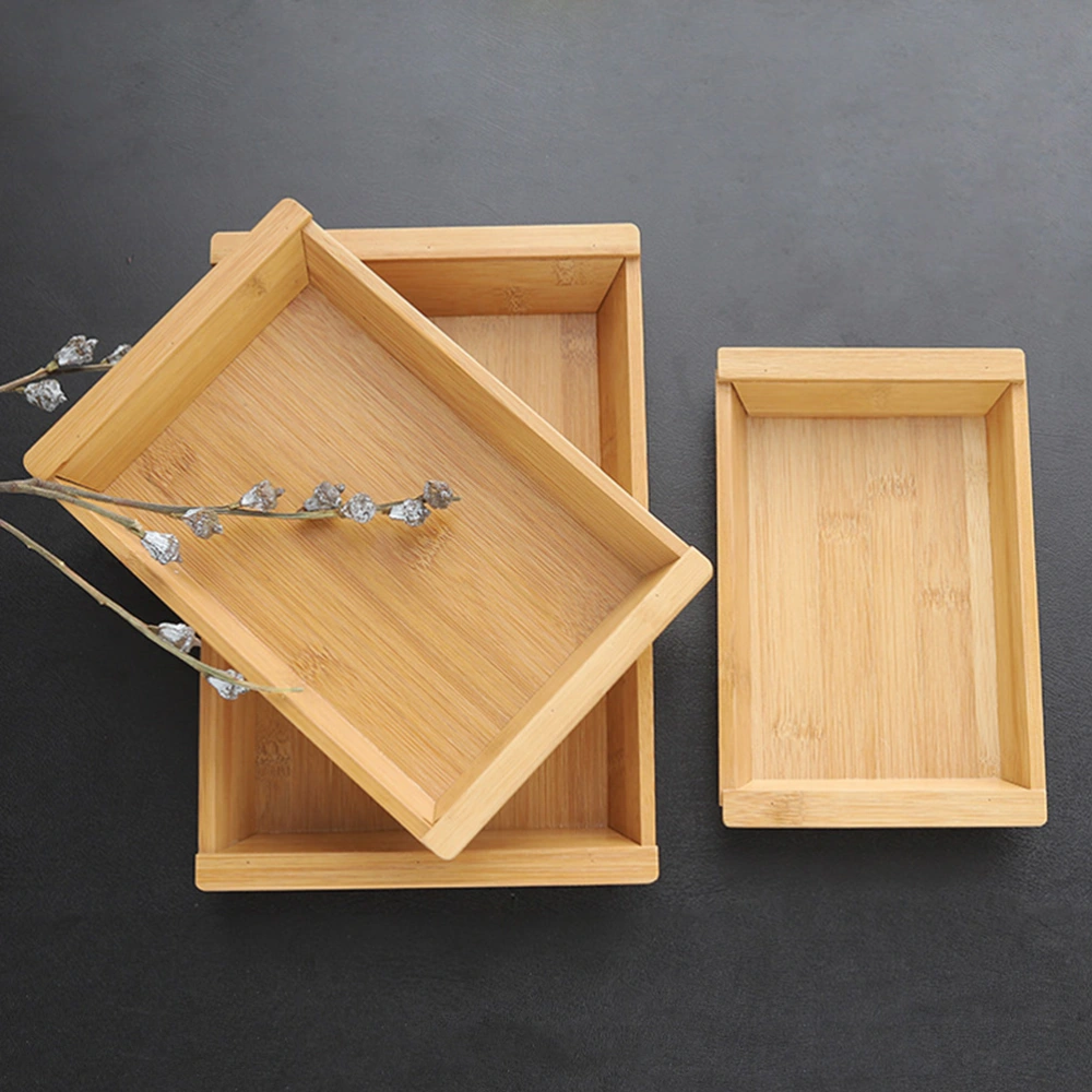 2Pcs Bamboo Desktop Sundries Storage Trays Stylish Jewelry Finishing Shelves