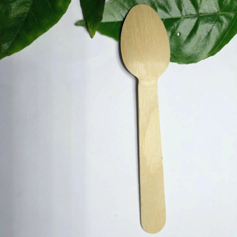 100pcs Disposable Wooden Spoons Dessert Spoon Tableware Party Supplies for Cake Ice Cream