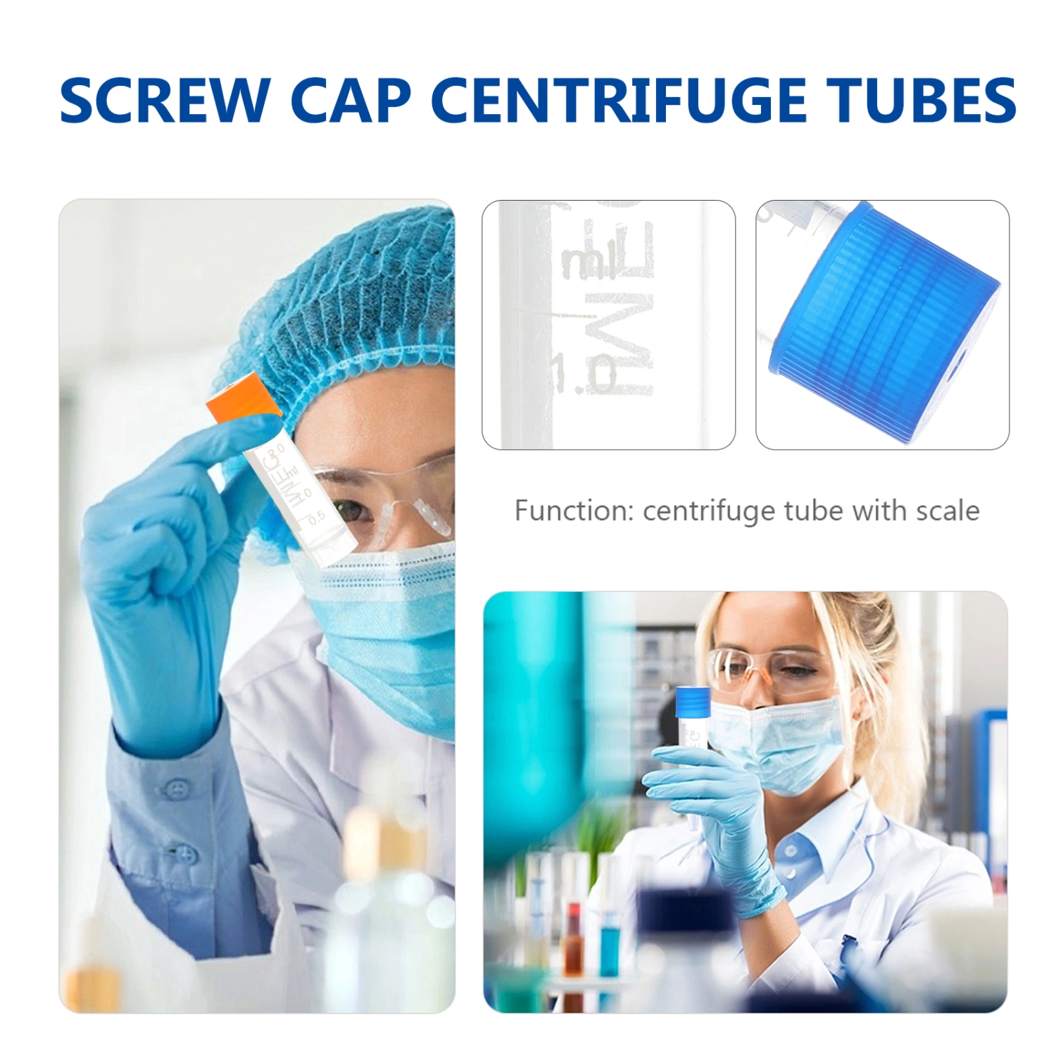 500pcs Plastic Small Vials Cold Storage Tubes Test Cryovial Tubes with caps