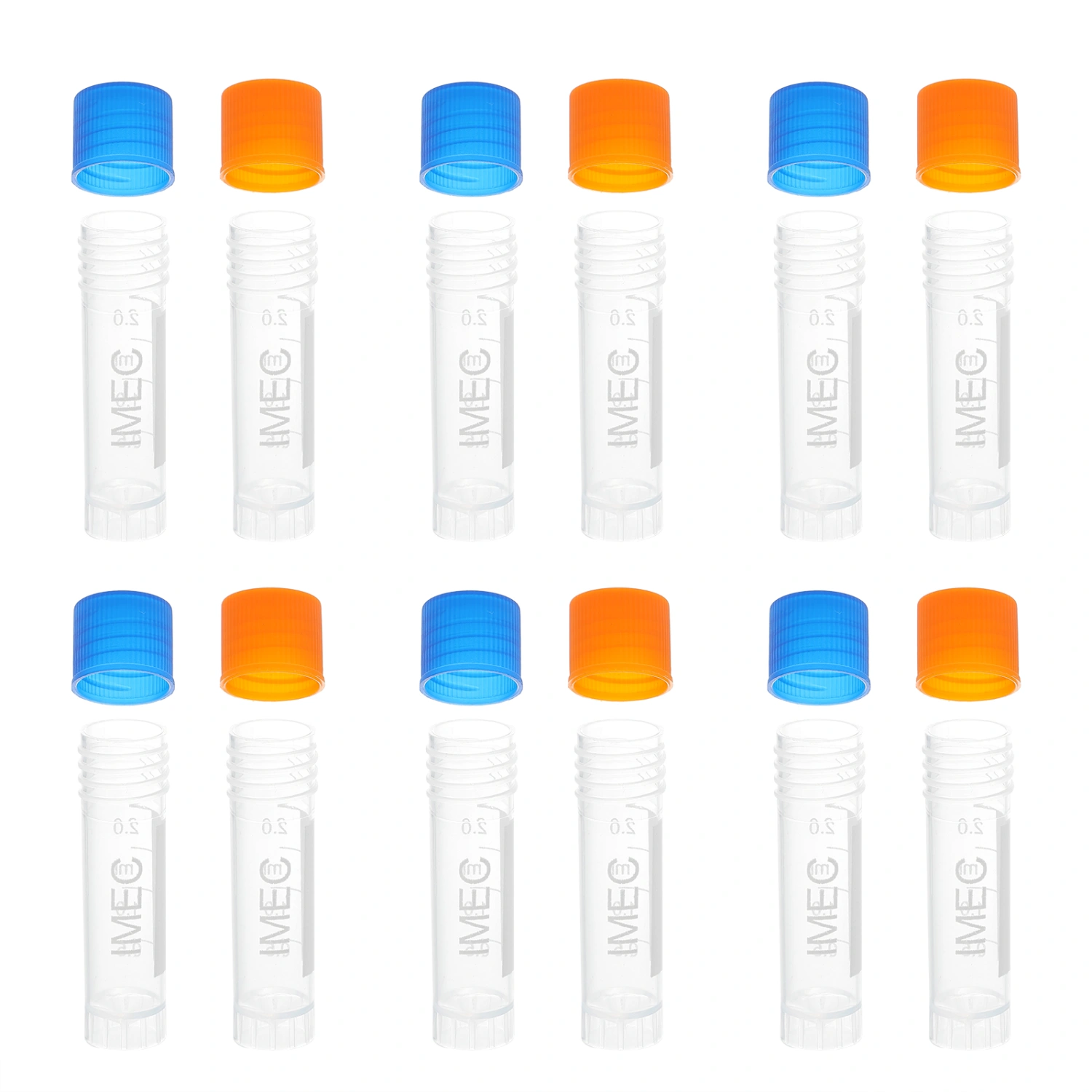 500pcs Plastic Small Vials Cold Storage Tubes Test Cryovial Tubes with caps