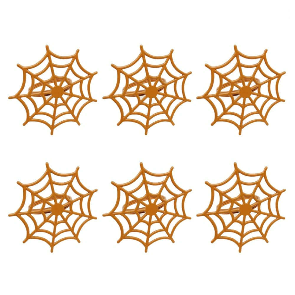 6 Pcs Halloween Napkin Rings Alloy Spider Net Design Hotel Napkin Holders Restaurant Dedicated Serviette Buckles for Dining Party (Orange)