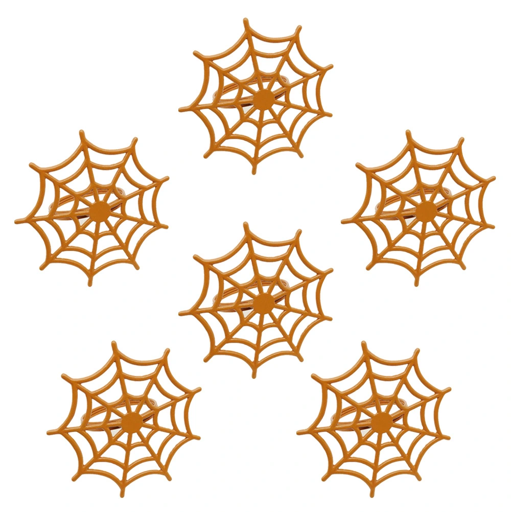 6 Pcs Halloween Napkin Rings Alloy Spider Net Design Hotel Napkin Holders Restaurant Dedicated Serviette Buckles for Dining Party (Orange)